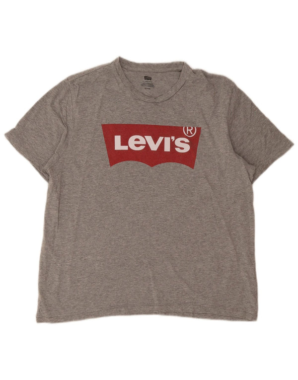 Camiseta feminina gráfica Levi's UK 18 XL cinza manchado