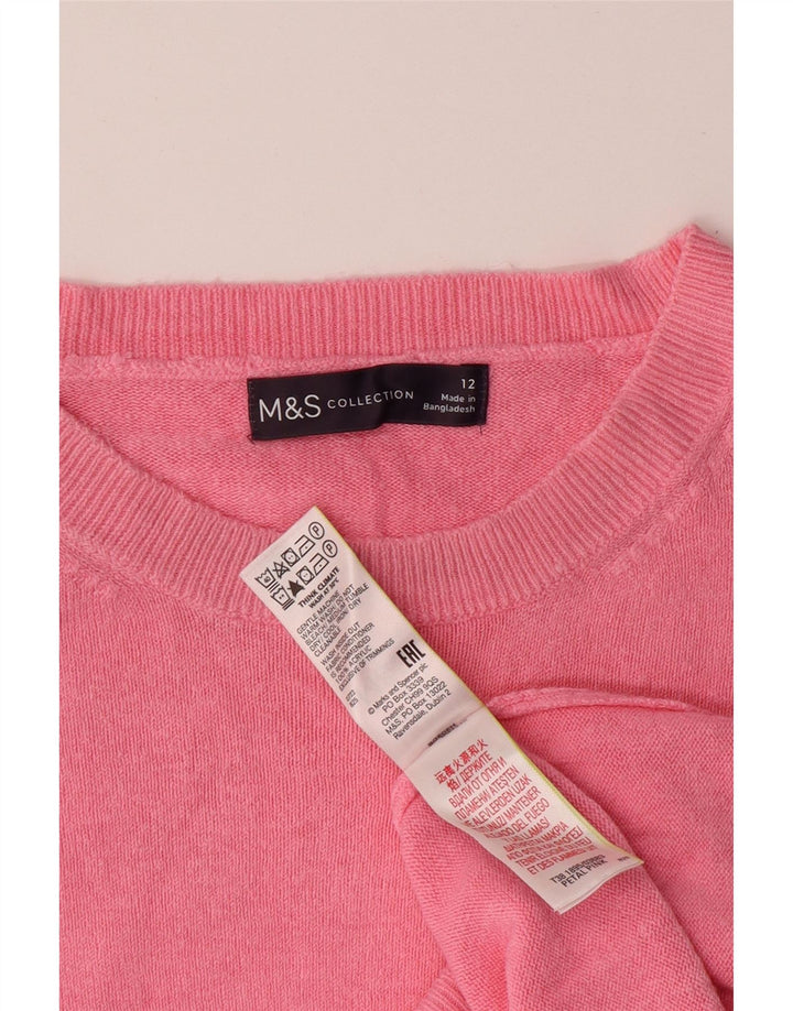 Suéter feminino MARKS & SPENCER com gola canoa Reino Unido 12 acrílico rosa médio