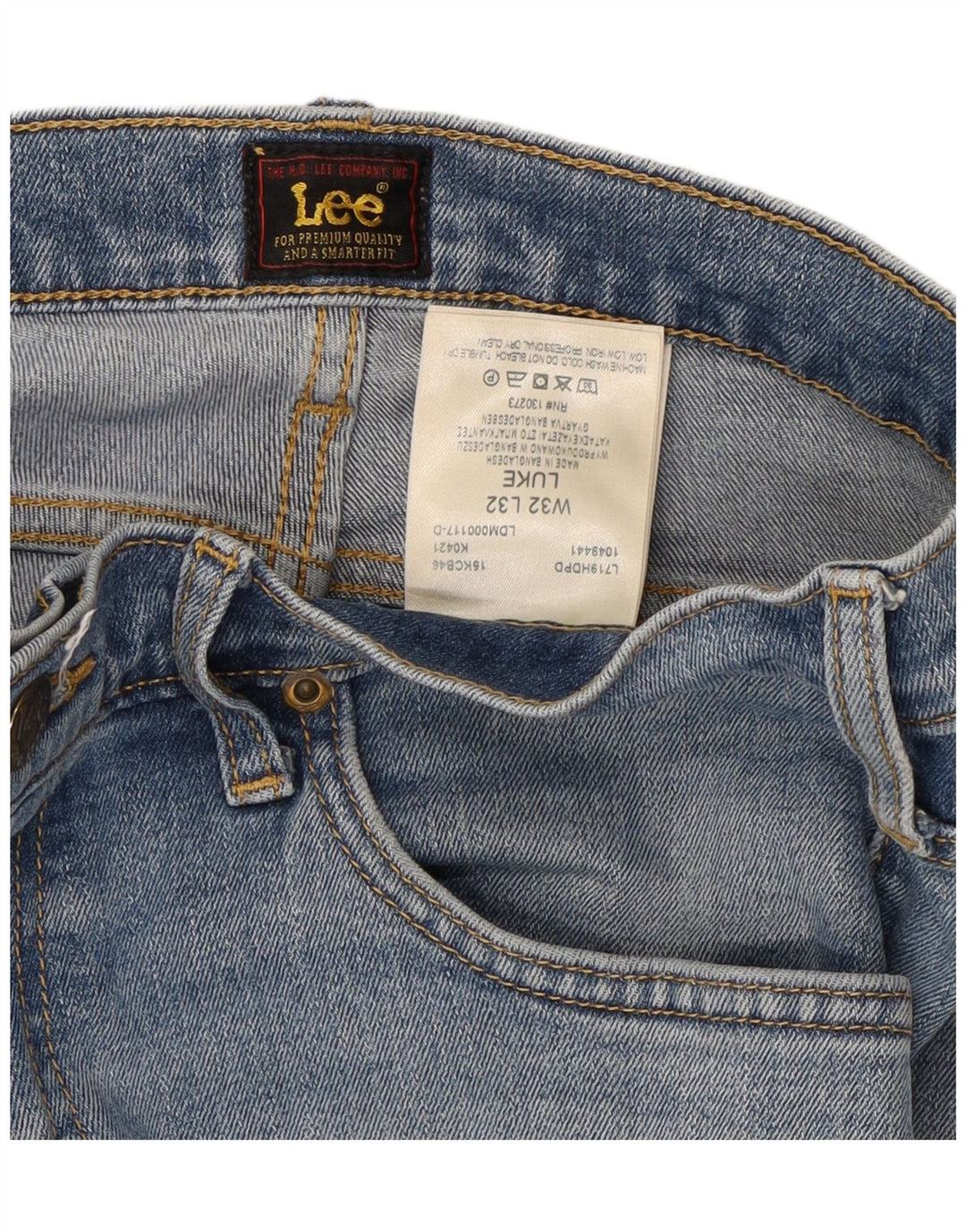 LEE Womens Luke Slim Jeans W32 L32 Azul Algodão