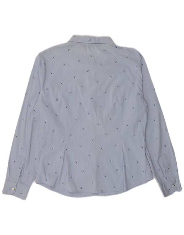 Camisa feminina Zara com padrão abstrato UK 18 XL azul