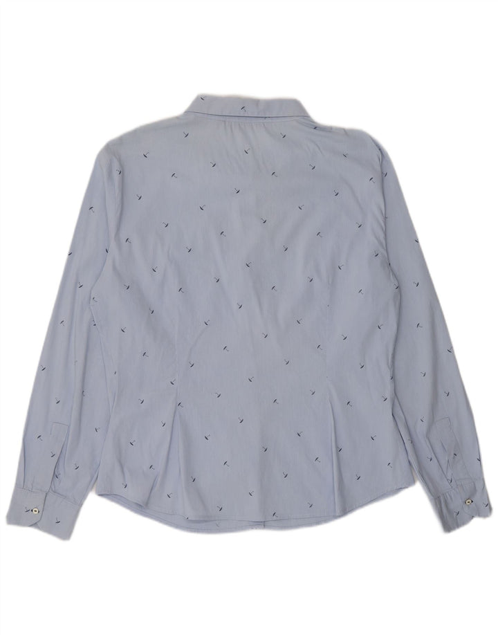 Camisa feminina Zara com padrão abstrato UK 18 XL azul