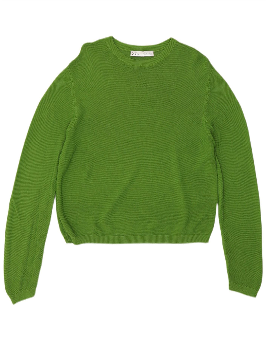 Suéter Zara feminino com gola redonda, Reino Unido 14, viscose verde médio