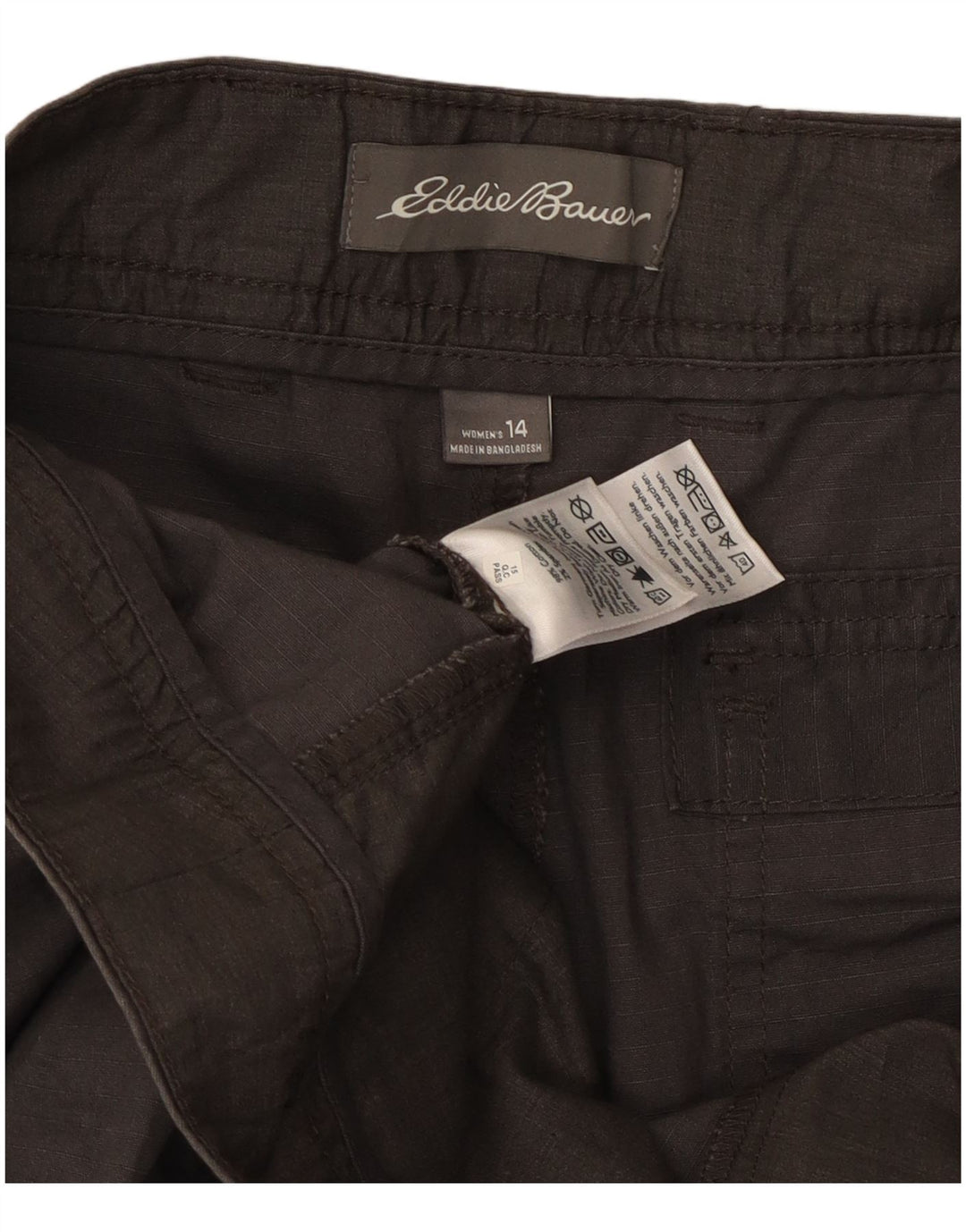 EDDIE BAUER Calça feminina reta cargo capri US 14 XL W36 L23 cinza