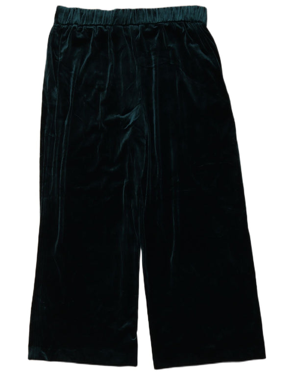 Calça feminina de veludo com perna larga Marks & Spencer UK 18 XL W36 L26 verde
