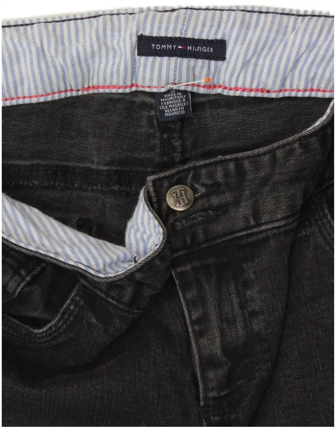 Jeans feminino Tommy Hilfiger Bootcut US 10 grande W32 L30 algodão cinza