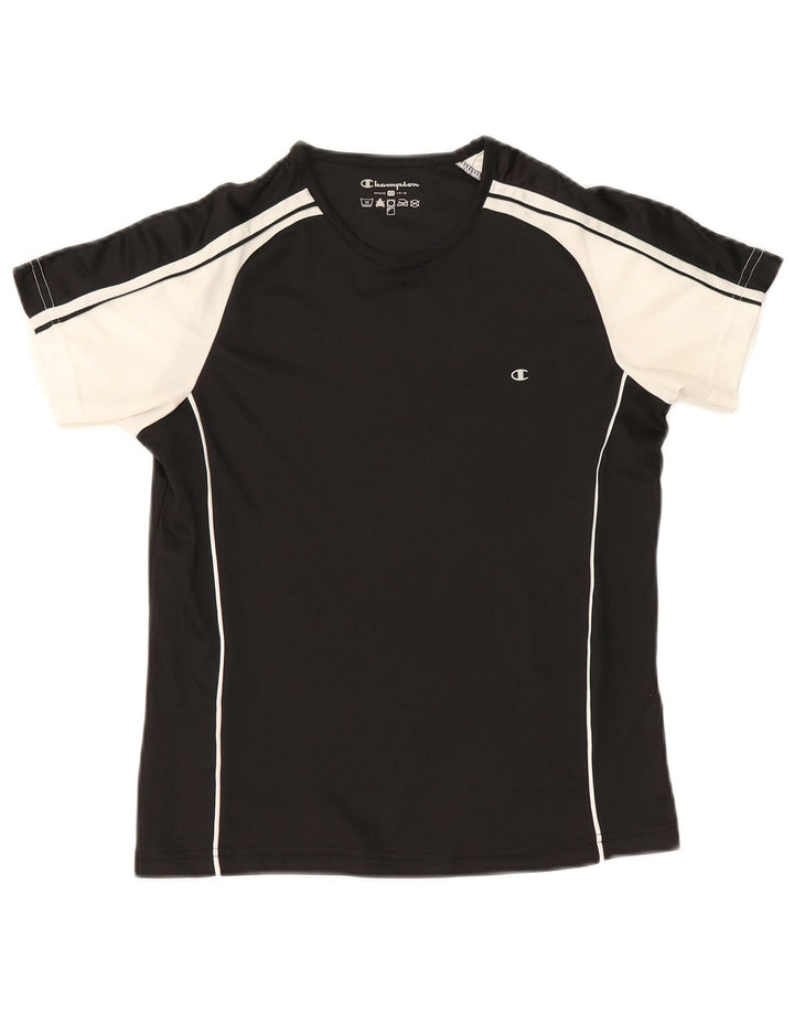 Camiseta feminina Champion UK 12 poliéster colorblock preto médio