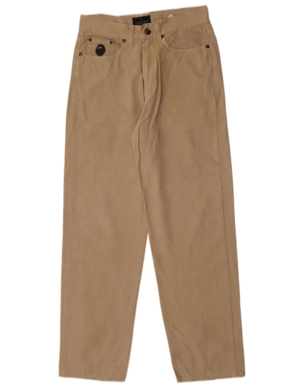 Calça casual masculina Trussardi cintura alta IT 46 pequena W32 L30 algodão bege