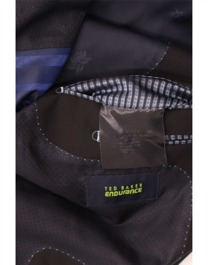 Jaqueta blazer masculina de 2 botões Ted Baker Reino Unido 44 2XL lã preta