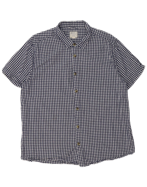 Camisa masculina de manga curta Mountain Warehouse 2XL algodão guingão azul marinho