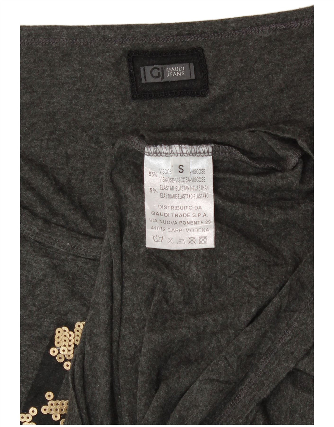 Gaudi Top gráfico feminino oversized manga comprida Reino Unido 10 viscose cinza pequena