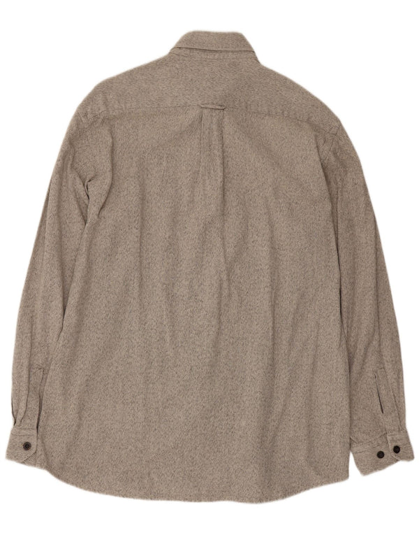 Camisa masculina de flanela Hugo Boss grande algodão manchado cinza