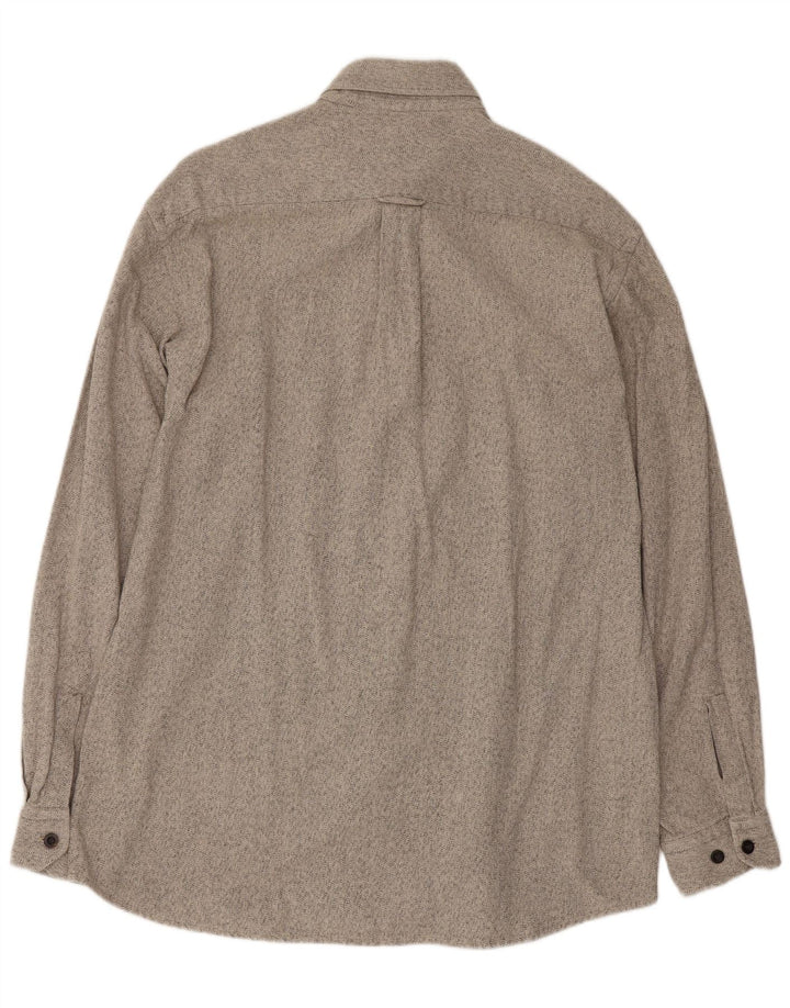 Camisa masculina de flanela Hugo Boss grande algodão manchado cinza