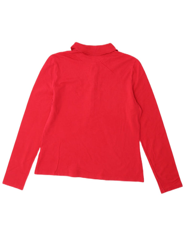 Camisa polo feminina LACOSTE Slim Fit manga comprida tamanho 44 grande algodão rosa