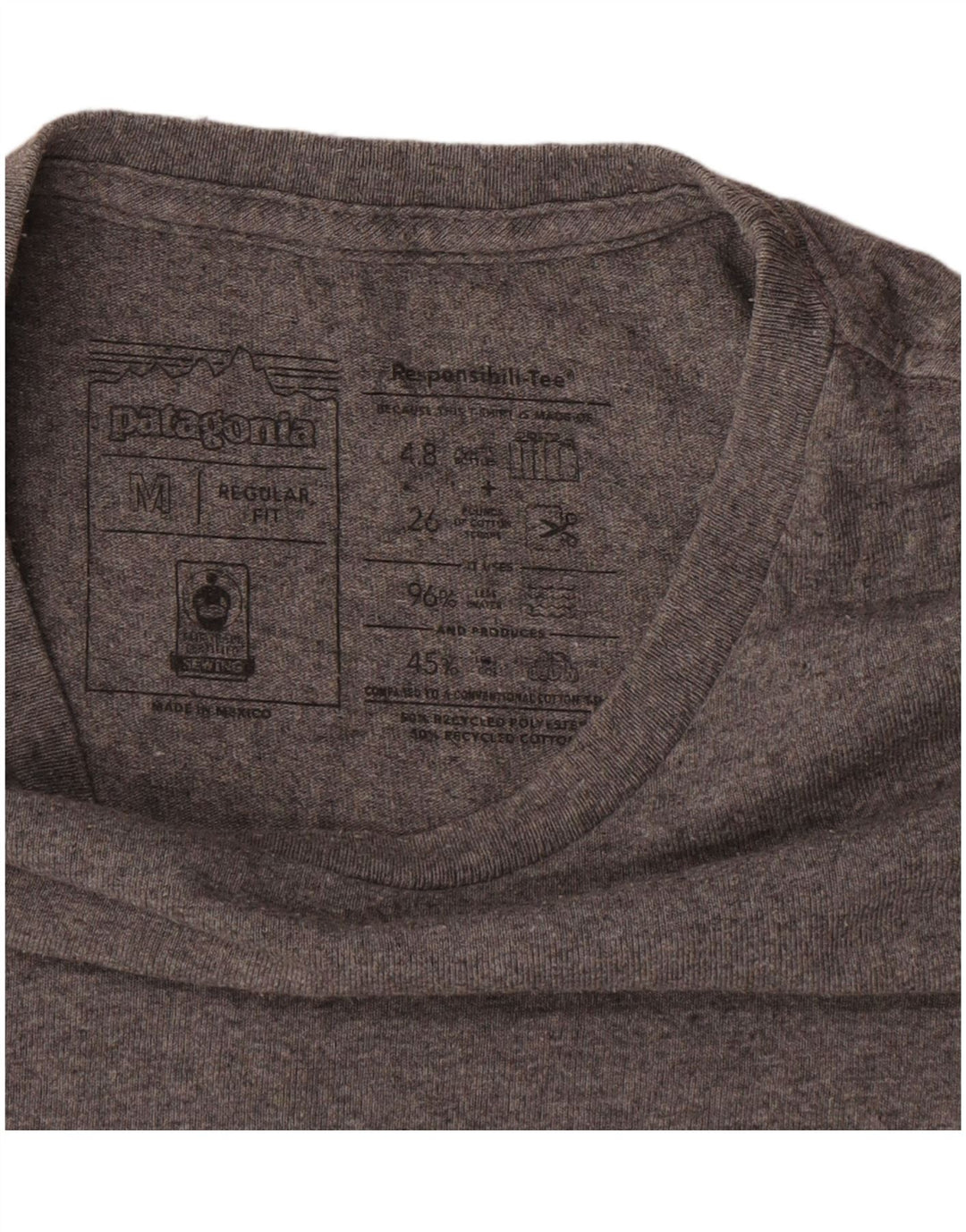 Camiseta masculina Patagonia Regular Fit Top cinza médio algodão
