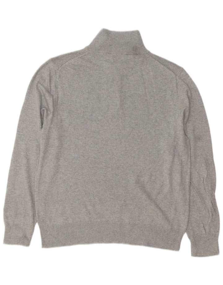 Suéter masculino J. CREW com zíper e gola grande de algodão cinza