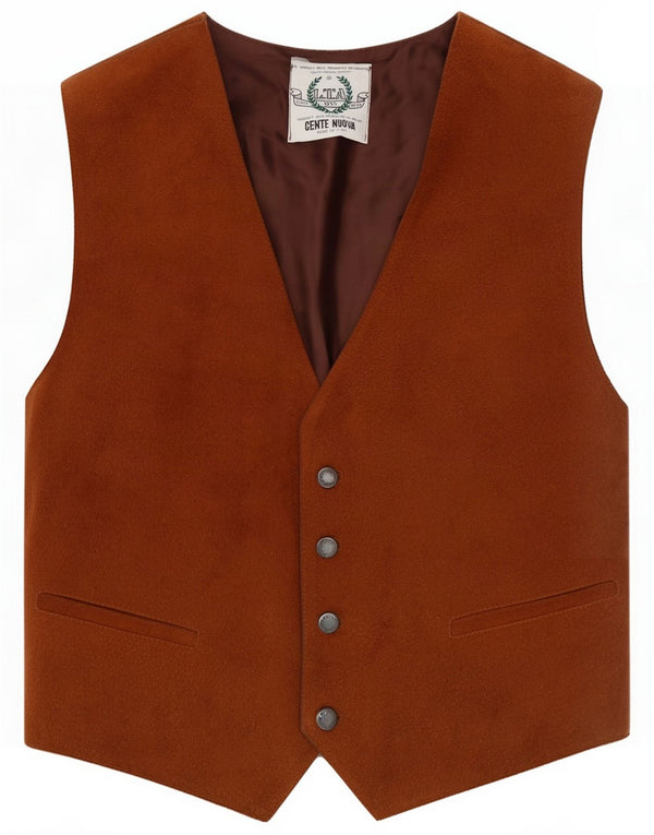 Colete de camurça masculino vintage marrom médio