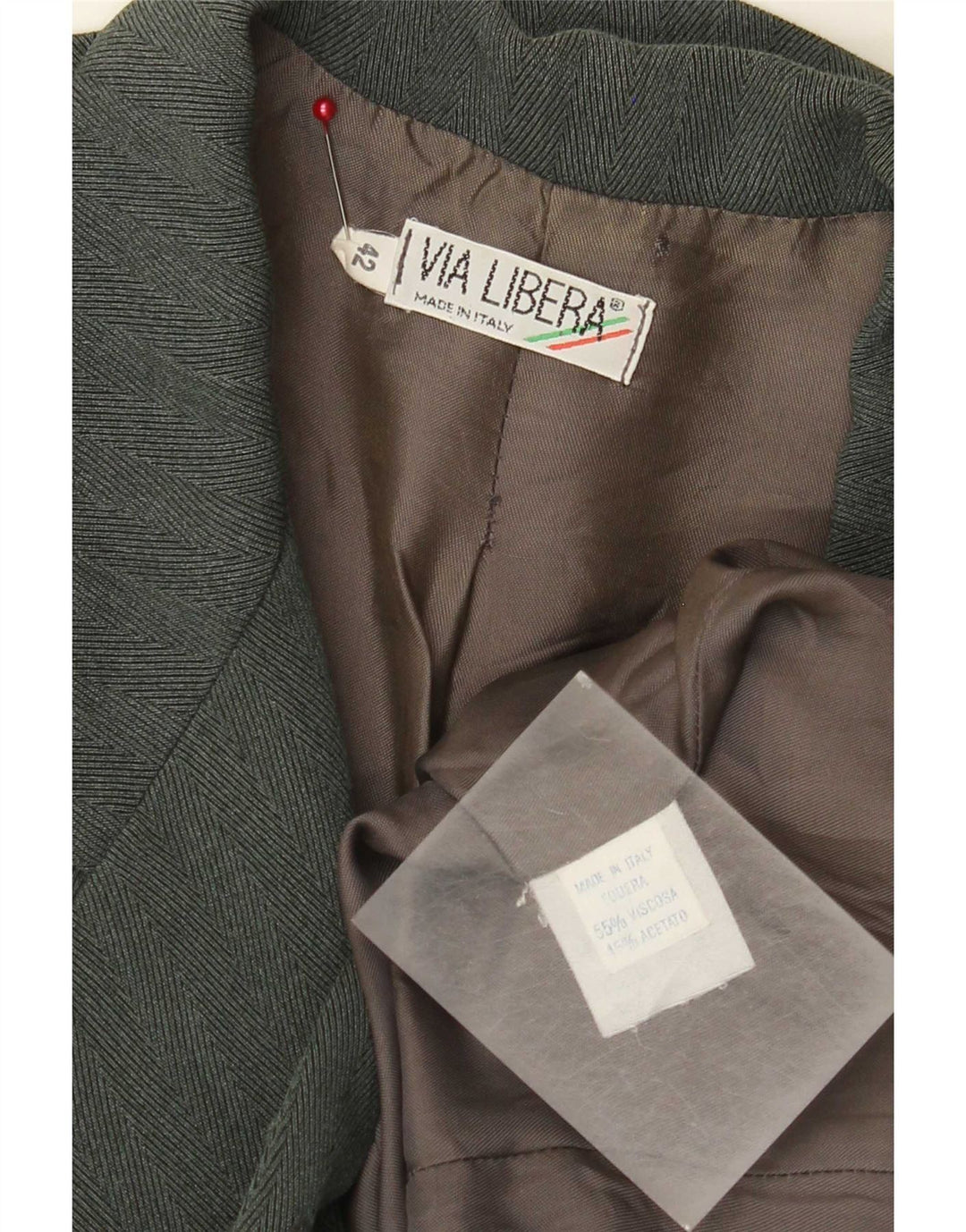 Jaqueta blazer feminina vintage com peito duplo IT 42 espinha de peixe verde médio