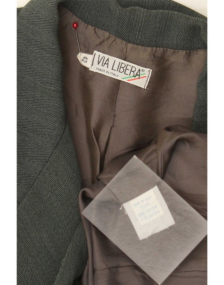 Jaqueta blazer feminina vintage com peito duplo IT 42 espinha de peixe verde médio