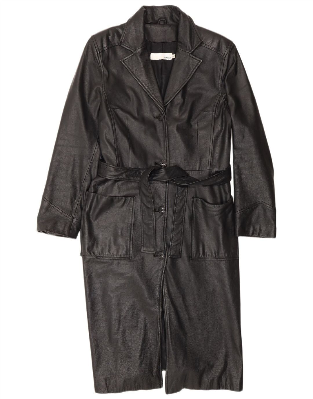 Casaco de couro feminino HENNES EU 42 grande couro preto