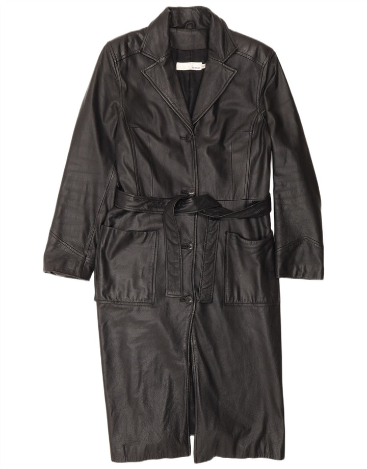 Casaco de couro feminino HENNES EU 42 grande couro preto