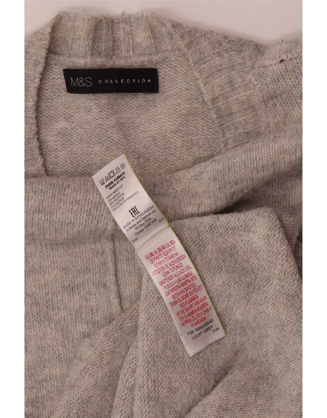 Suéter feminino Marks & Spencer com gola redonda Reino Unido 14 cinza médio acrílico