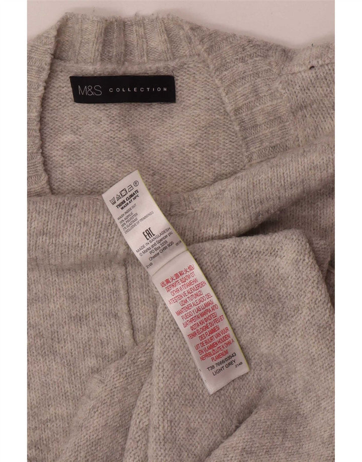 Suéter feminino Marks & Spencer com gola redonda Reino Unido 14 cinza médio acrílico