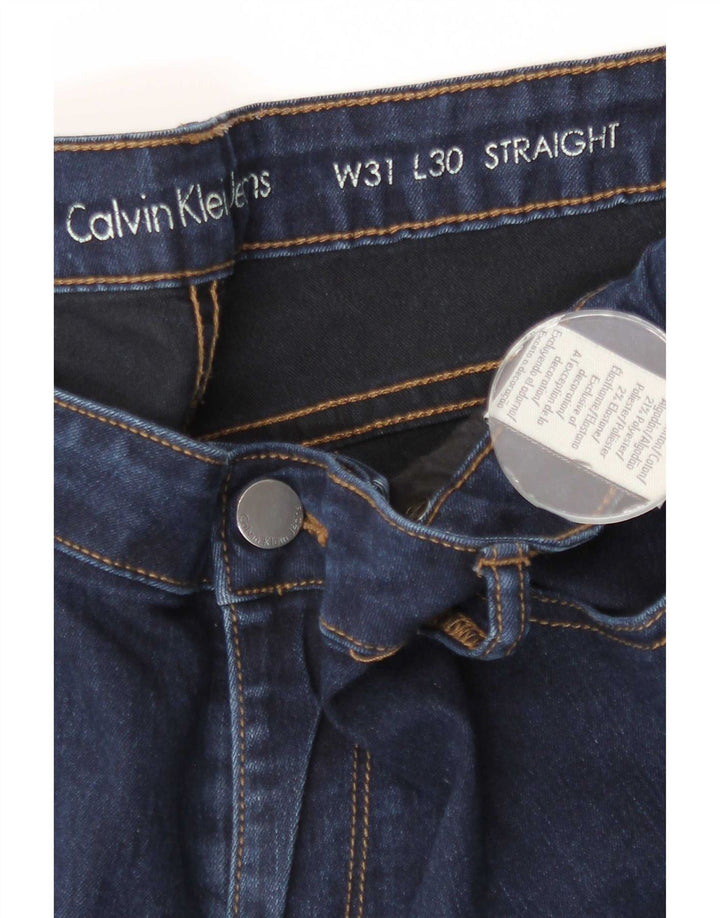 Calça jeans reta feminina Calvin Klein W31 L30 azul marinho algodão