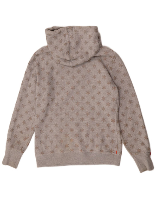 Suéter com capuz gráfico feminino Superdry UK 12 cinza médio Fair Isle Winter