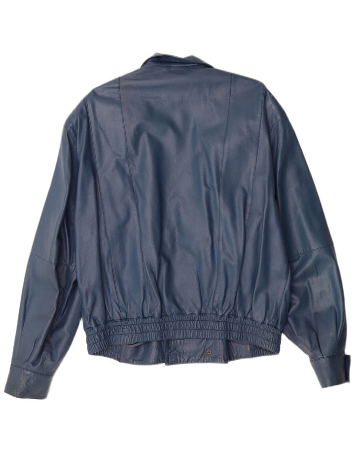 Jaqueta de couro militar masculina VINTAGE IT 52 XL couro azul