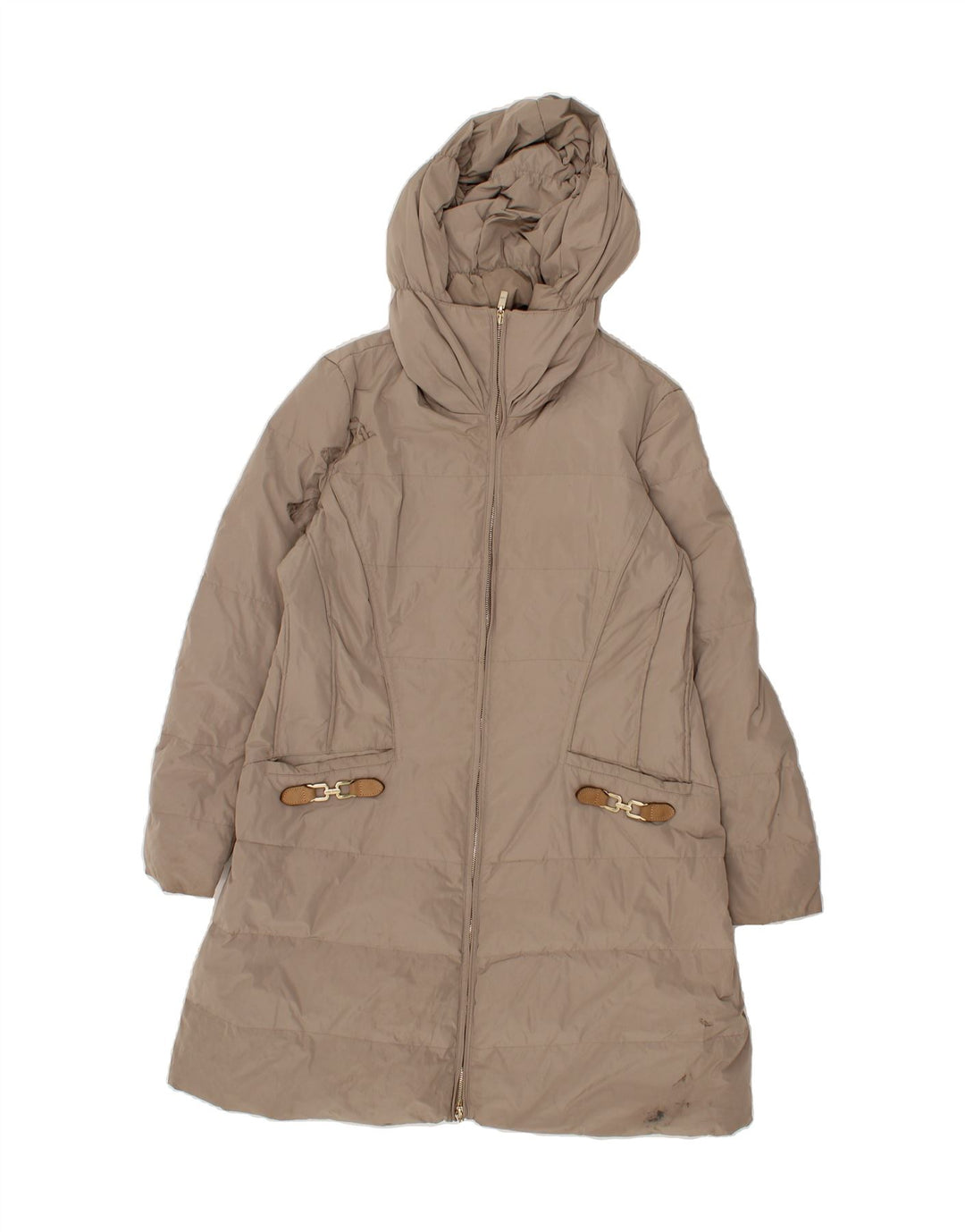 TRUSSARDI JEANS Womens Hooded Padded Coat UK 18 XL Grey Vintage Trussardi Jeans and Second-Hand Trussardi Jeans from Messina Hembry 