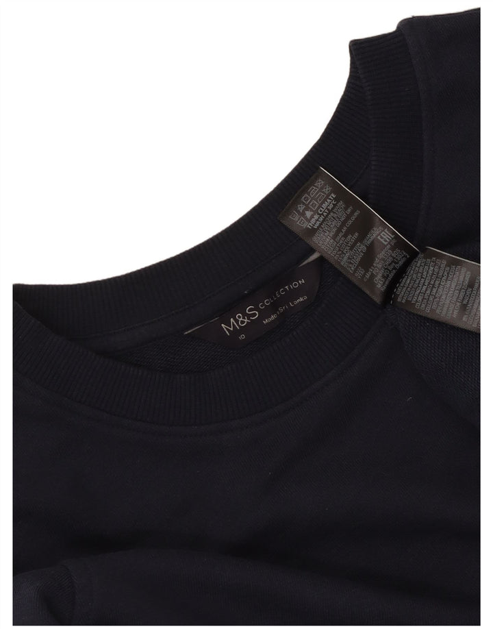 Suéter feminino Marks & Spencer UK 10 pequeno algodão azul marinho