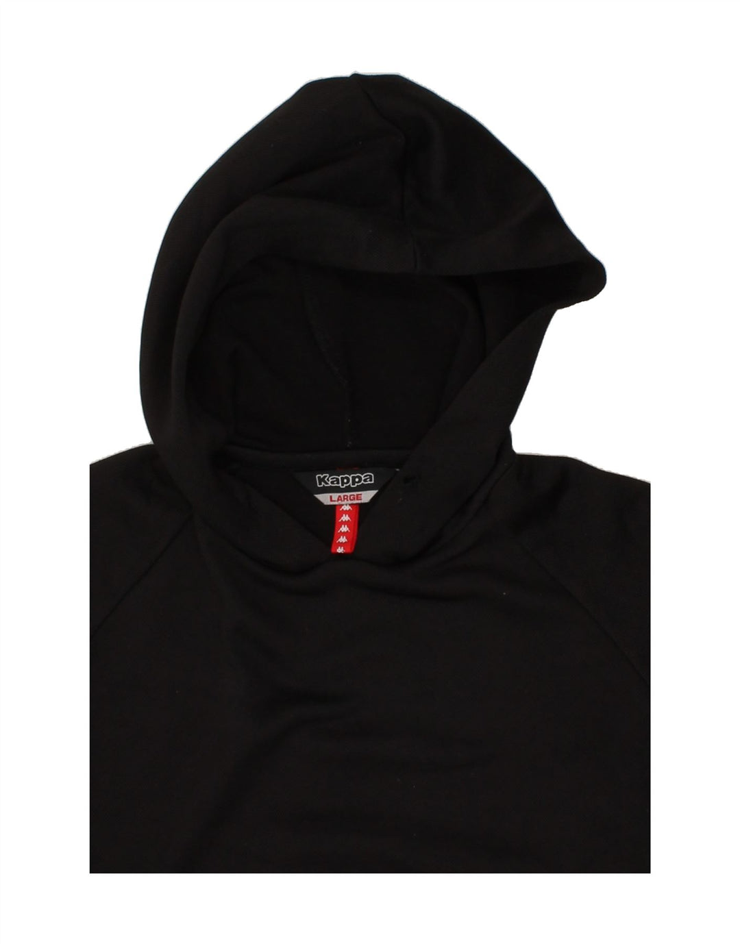 KAPPA Womens Crop Hoodie Jumper UK 14 Large Black Vintage Kappa and Second-Hand Kappa from Messina Hembry 