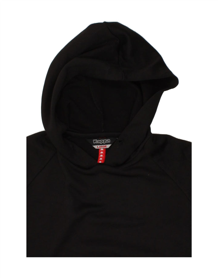 KAPPA Womens Crop Hoodie Jumper UK 14 Large Black Vintage Kappa and Second-Hand Kappa from Messina Hembry 