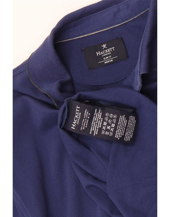 Camisa polo masculina Hackett Slim Fit de algodão azul médio