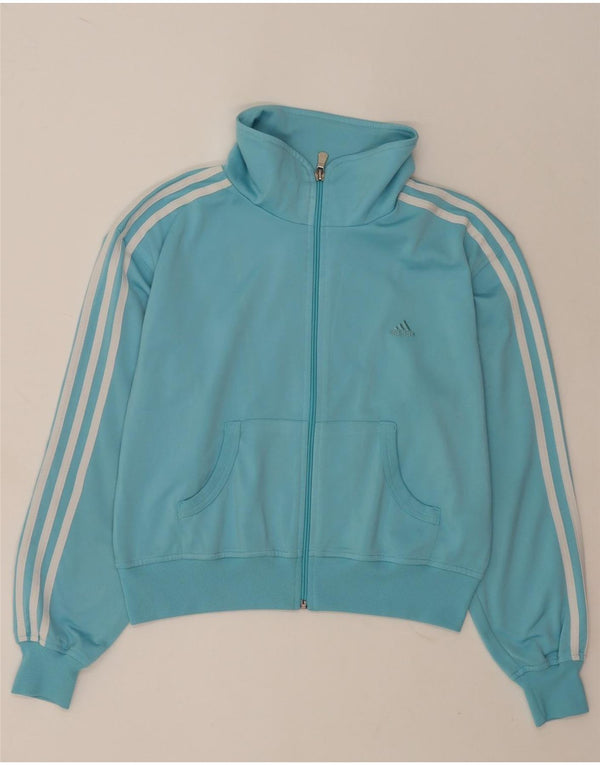 Adidas Womens Crop Tracksuit Top Jacket UK 14 Médio Azul Poliéster
