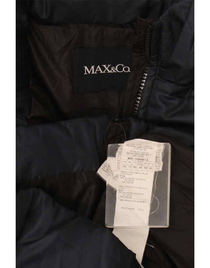 Jaqueta acolchoada feminina Max & Co. Reino Unido 10 pequeno poliéster azul marinho