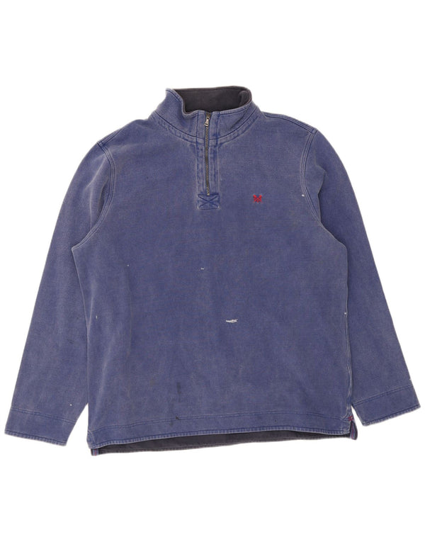 Crew Clothing Mens Zip Neck Moletom Jumper 3XL Azul Marinho Algodão