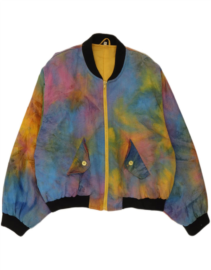 Jaqueta bomber feminina vintage IT 42 média multicolorida tie dye poliamida