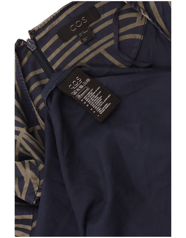 COS Vestido assimétrico feminino EU 42 grande algodão geométrico azul marinho