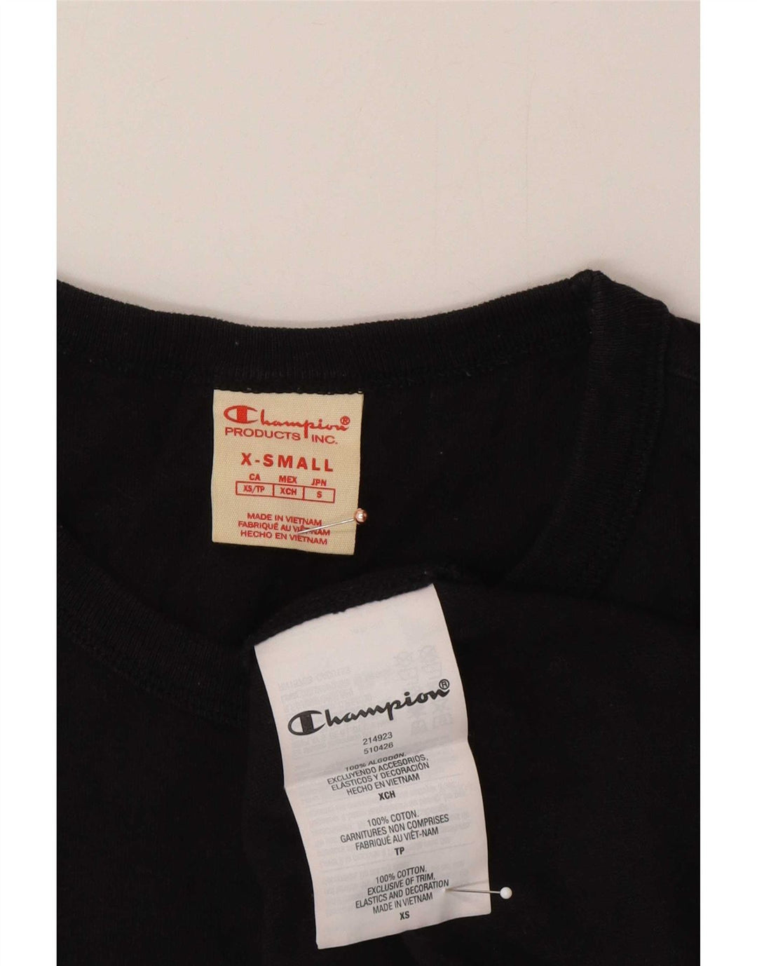 Campeão Mens Top Manga Longa XS Algodão Preto