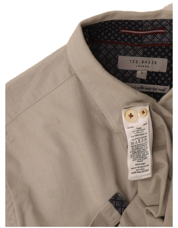Camisa masculina Ted Baker tamanho 3 pequeno algodão off white