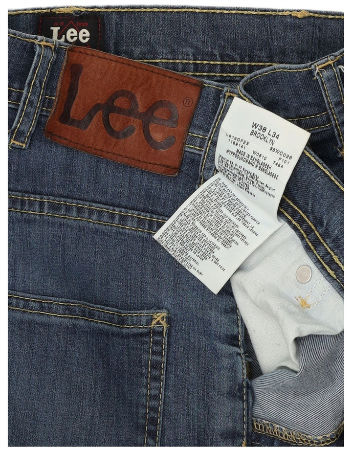 Lee Mens Brooklyn Straight Jeans W38 L31 Azul Algodão