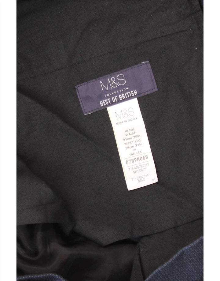 Calça masculina Marks & Spencer Slim Suit W36 L31 algodão azul marinho