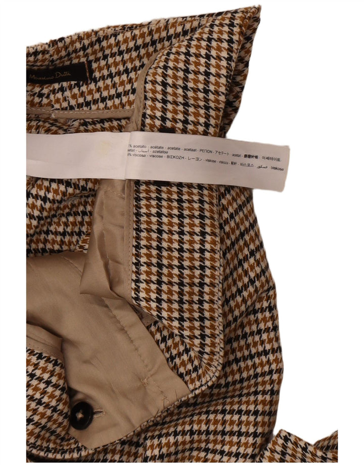 Calça chino feminina Massimo Dutti UE 42 grande W32 L32 marrom houndstooth