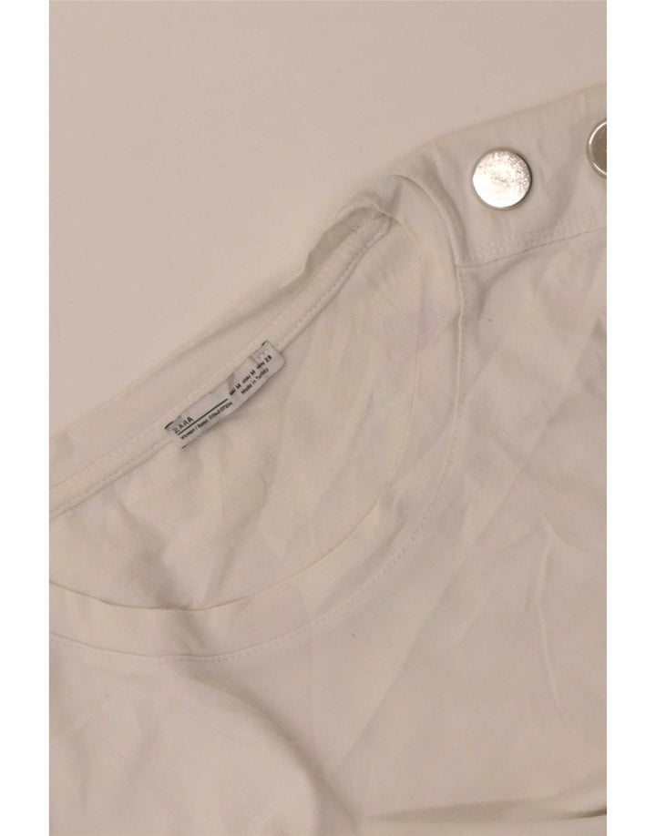 Camiseta feminina Zara UK 12 médio branco