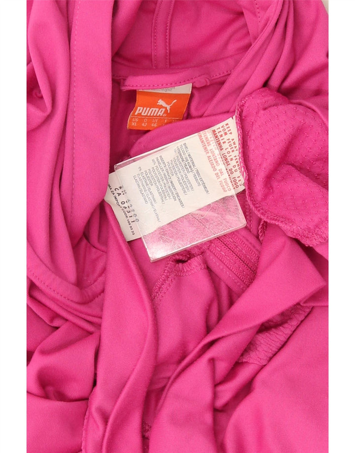 Suéter feminino Puma com capuz e zíper Reino Unido 16 grande poliéster rosa