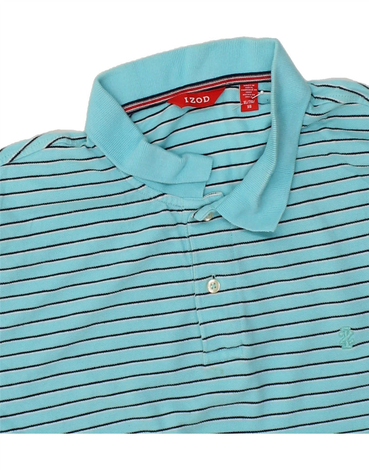 IZOD Mens Polo Shirt XL Blue Striped Cotton Vintage Izod and Second-Hand Izod from Messina Hembry 