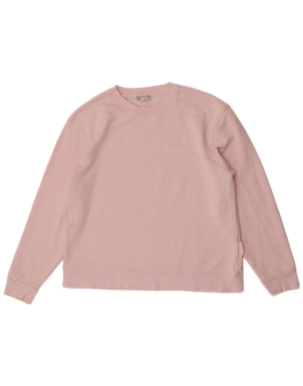 Zara moletom feminino oversized jumper UK 16 grande algodão rosa