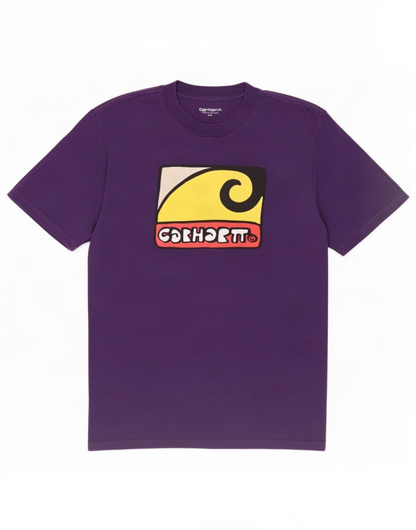 Camiseta gráfica masculina Carhartt Top médio algodão roxo