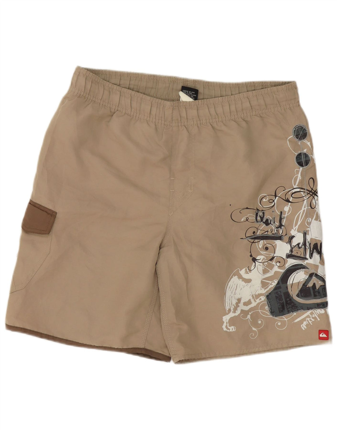 Quiksilver Shorts de natação masculino gráfico pequeno poliéster bege